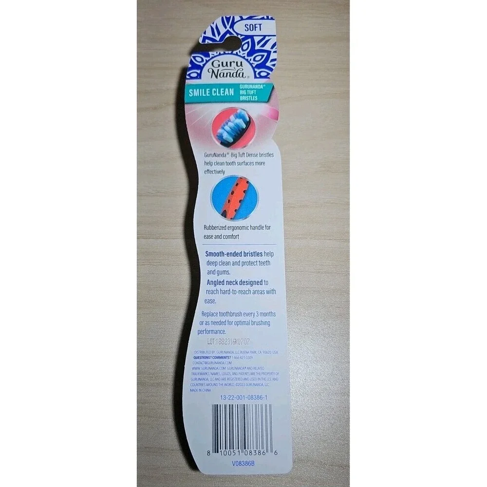 GuruNanda Smile Clean Toothbrush - Big Soft Bristles - 1 Count (Pack of 1)